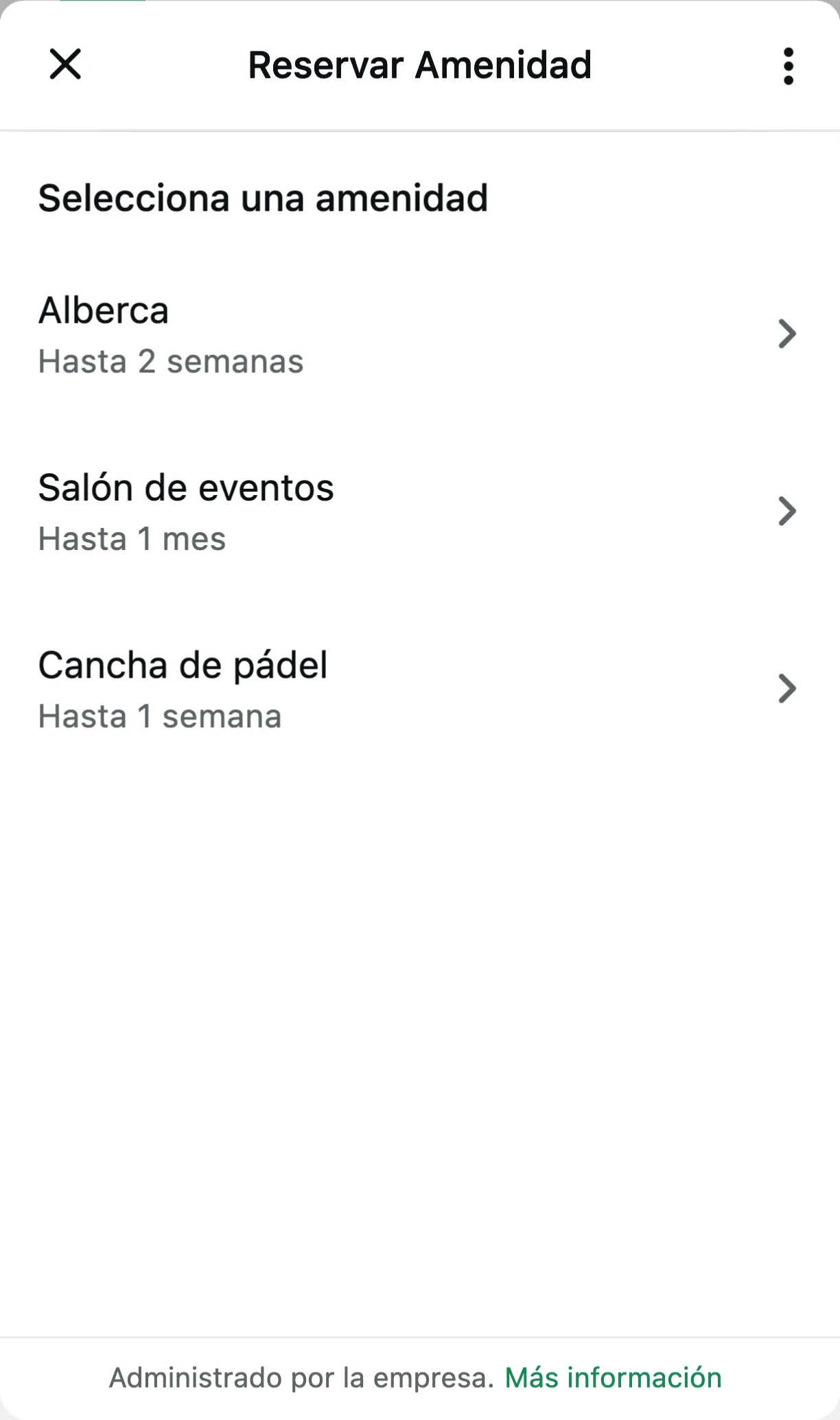 Reservar una amenidad