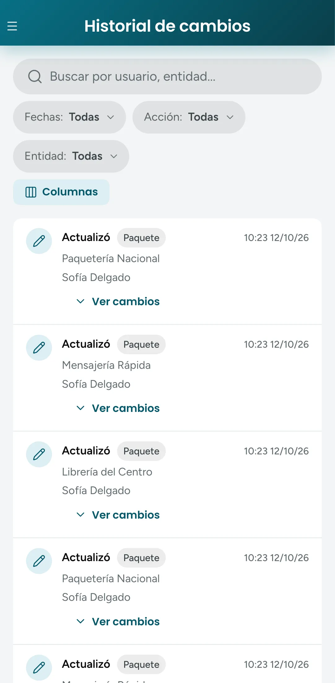 Historial de cambios