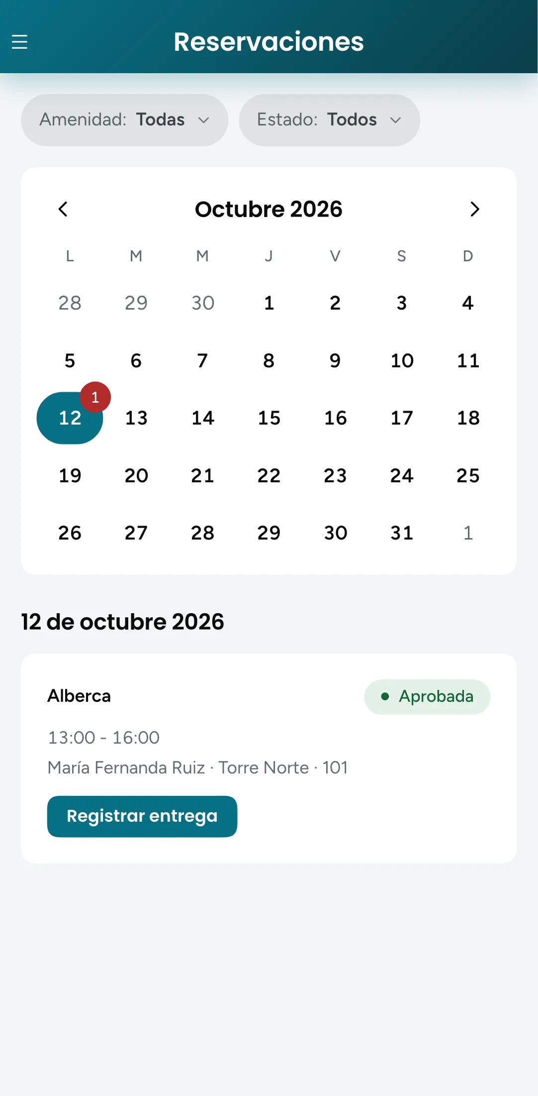Calendario de reservaciones